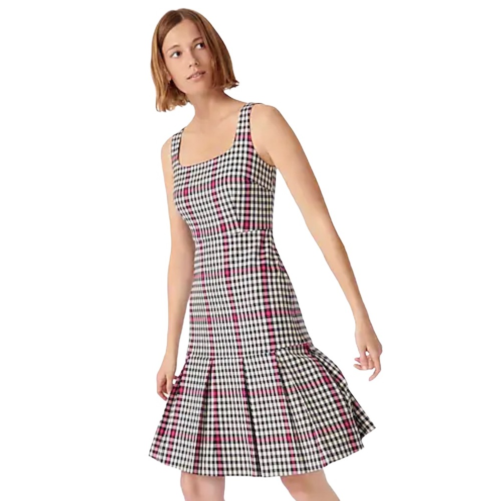 J Crew Dress Herringbone Twill Tall Lined Pleated